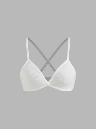 Cotton-blend V-neck Criss Cross Bralette