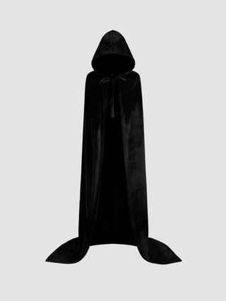 Velvet Hooded Solid Knotted Cloak