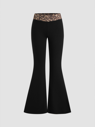 Low Rise Leopard Cropped Flared Trousers