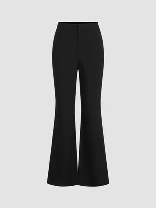 Middle Waist Solid Flared Trousers