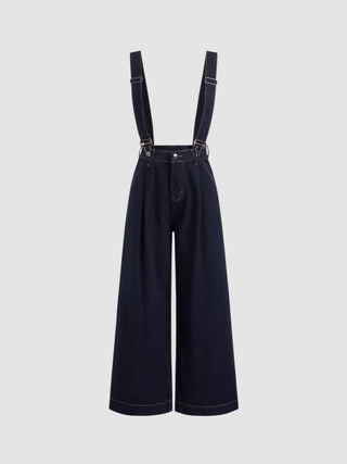 Denim Buckle Up Wide Leg Jumpsuit