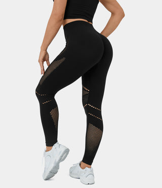 Seamless Flow High Waisted Cut Out Mesh Yoga Leggings