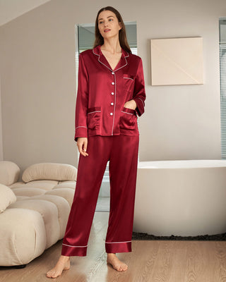 22 Momme Chic Trimmed Women Silk Pajamas Set