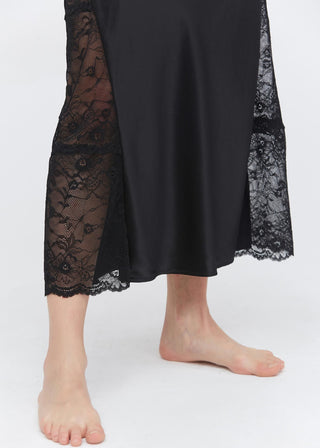 22 Momme Full Length Silk Lacy Nightgown