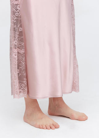 22 Momme Full Length Silk Lacy Nightgown