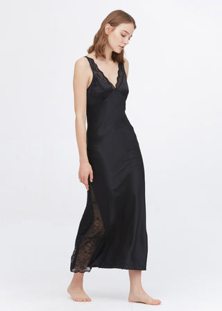 22 Momme Full Length Silk Lacy Nightgown