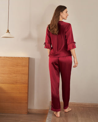 22 Momme Laced  Women Silk Pajama Set