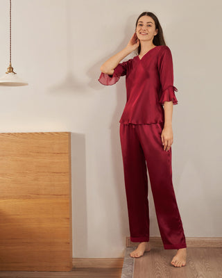 22 Momme Laced  Women Silk Pajama Set