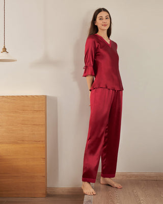 22 Momme Laced  Women Silk Pajama Set