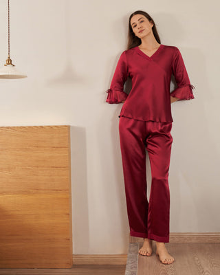 22 Momme Laced  Women Silk Pajama Set