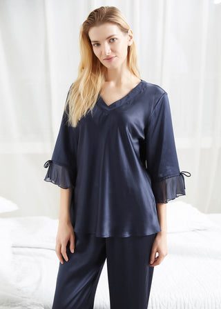 22 Momme Laced  Women Silk Pajama Set