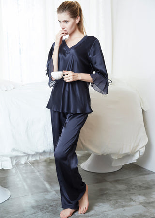 22 Momme Laced  Women Silk Pajama Set