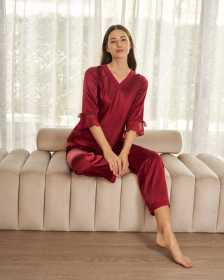 22 Momme Laced  Women Silk Pajama Set