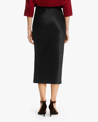 Flattering Side Slit Silk Midi Skirt