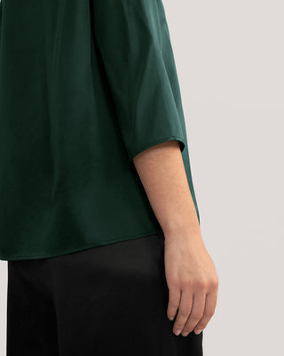 3/4 Sleeve Boat Neck Silk Blouse