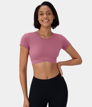 Softlyzero™ Plush Crossover Hem Cropped Sports Top-UPF50+