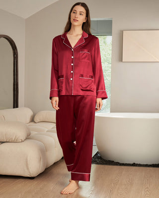 22 Momme Chic Trimmed Women Silk Pajamas Set