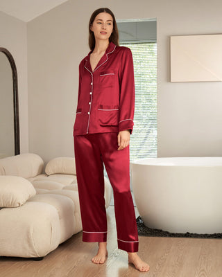 22 Momme Chic Trimmed Women Silk Pajamas Set