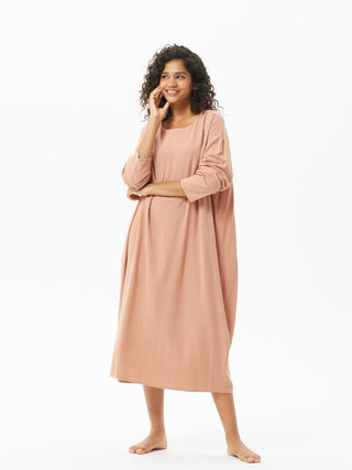 Wabi-sabi Long-sleeved Cotton Linen Dress