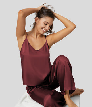 Adjustable Strap Asymmetric Hem Satin-Like Casual Cami