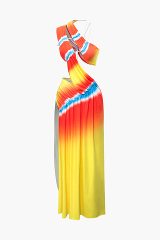 Ombre Asymmetric Cut Out Dress