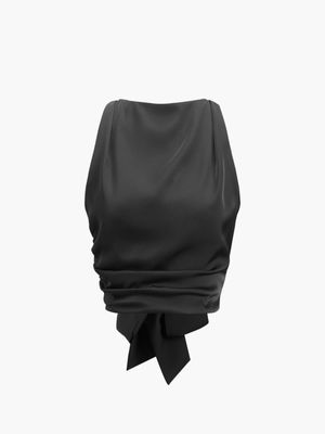 cowl neck ruched open back crop top