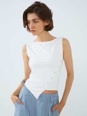 Asymmetrical Button Up Tank Top