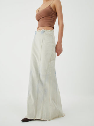 Cotton Minimalism Washed Denim Maxi Skirt