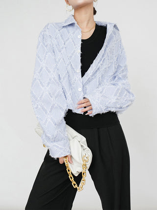 Diamond Pattern With Tassel Line Shirt