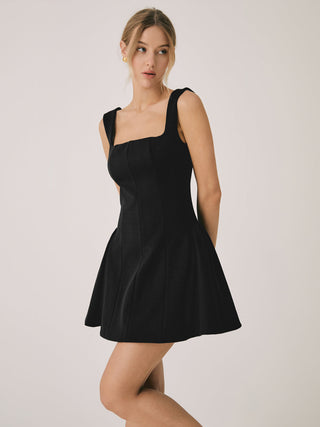 Solid Square Neck Short Dress