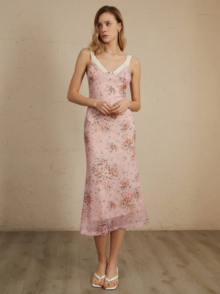 Romantic Floral Print Midi Dress