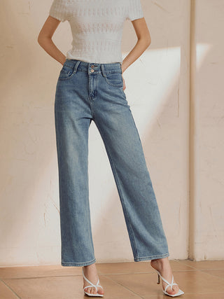 Pocket Straight Leg Denim Jeans