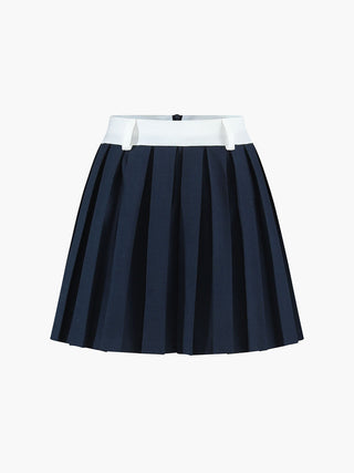 Contrast Binding Pleated Mini Skirt