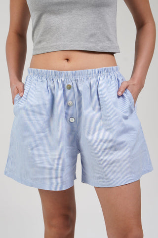 Poplin Shorts Blue Pinstripe