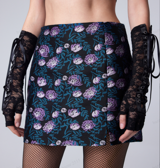 Mid Waist Floral Split Mini Skirt