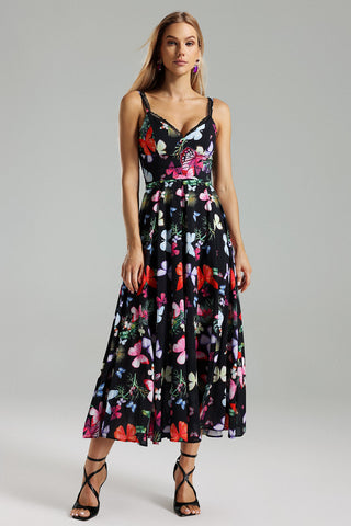 Zade Butterfly Printed Slits Maxi Dress  Floral