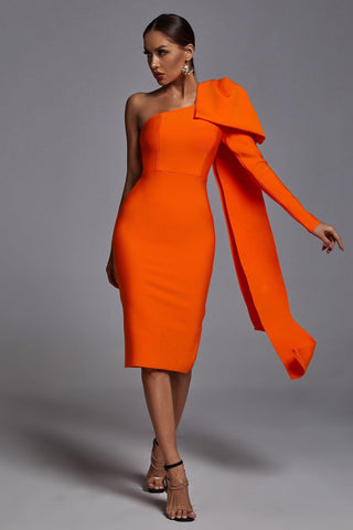 Abbey  One Shoulder Bandage Dress (XL / Orange)