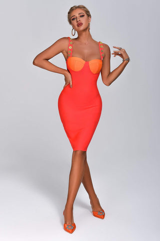 Aisha Mini Bandage Dress (M / Orange)