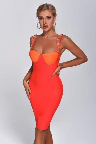 Aisha Mini Bandage Dress (S / Orange)