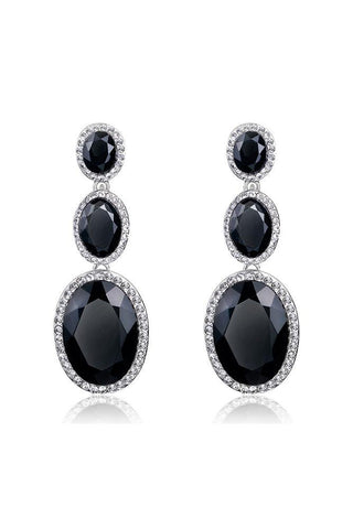 Alyna Diamante Drop Earrings (One size / Black)