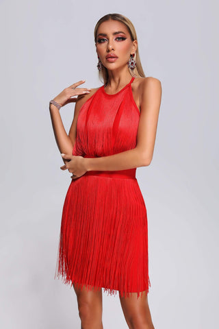 Arbenita Tassel Mini Bandage Dress (S / Red)