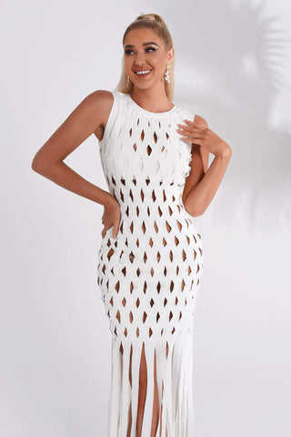 Arta Tassel Maxi Bandage Dress (M / White)