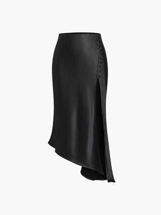 a black leather skirt on a white background