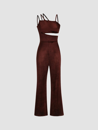 Asymmetrical Neckline Cut Out Jumpsuit