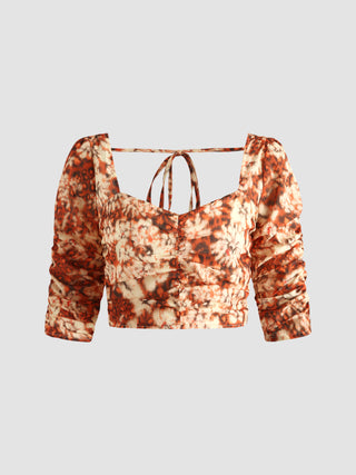 Autumn Floral Print Crop Top