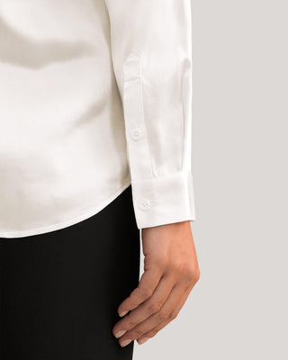 Basic Concealed Placket Women Silk Shirt