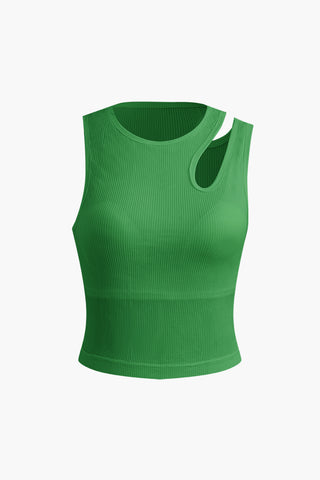 Basic Cut Out Tank Top (M / GREEN)