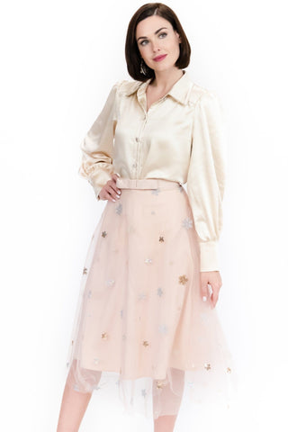 Beatrisa Metallic Tulle Skirt