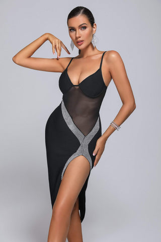 Beaufort Diamonate Midi Bandage Dress (L / Black)