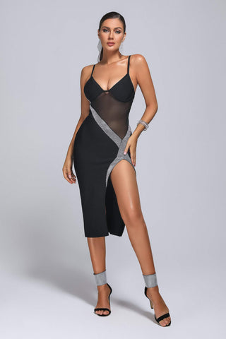 Beaufort Diamonate Midi Bandage Dress (M / Black)